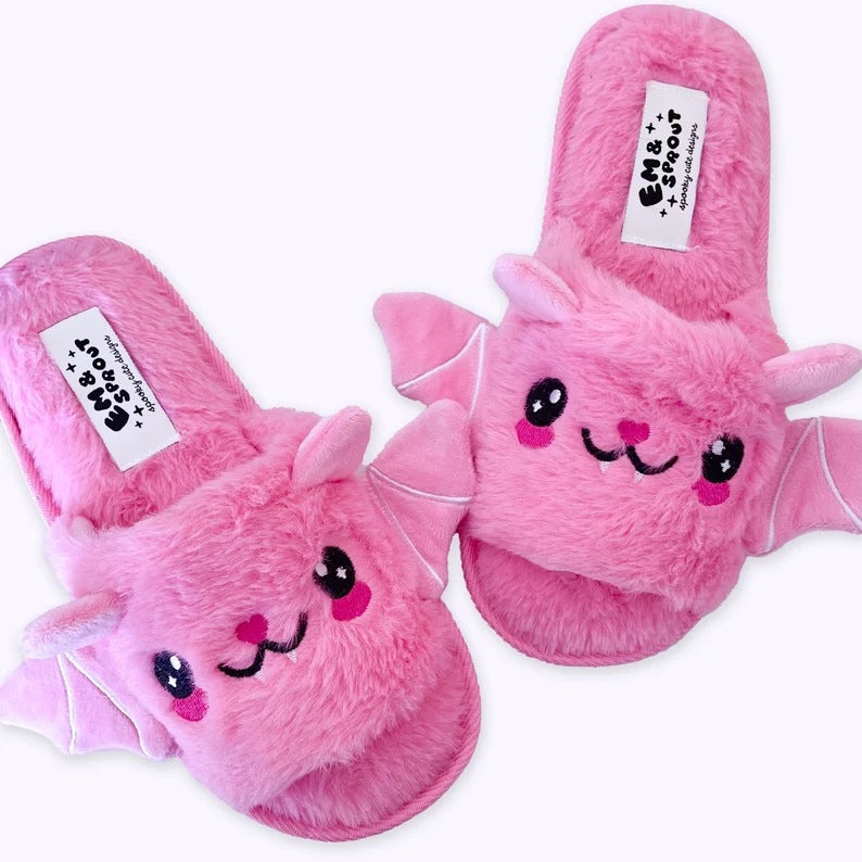 Halloween Shoes Cute Bat Slippers With Wings Winter Warm Home Slippers Women Men