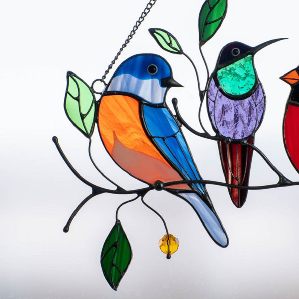 Spring Bird Painted Epoxy Glass Window Ornaments