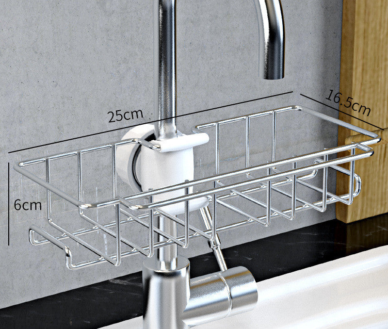 Stainless Steel Sink Storage Rack Kitchen Bathroom Adjustable Faucet Soap Dish Drainer Shelf Kitchen Organizer