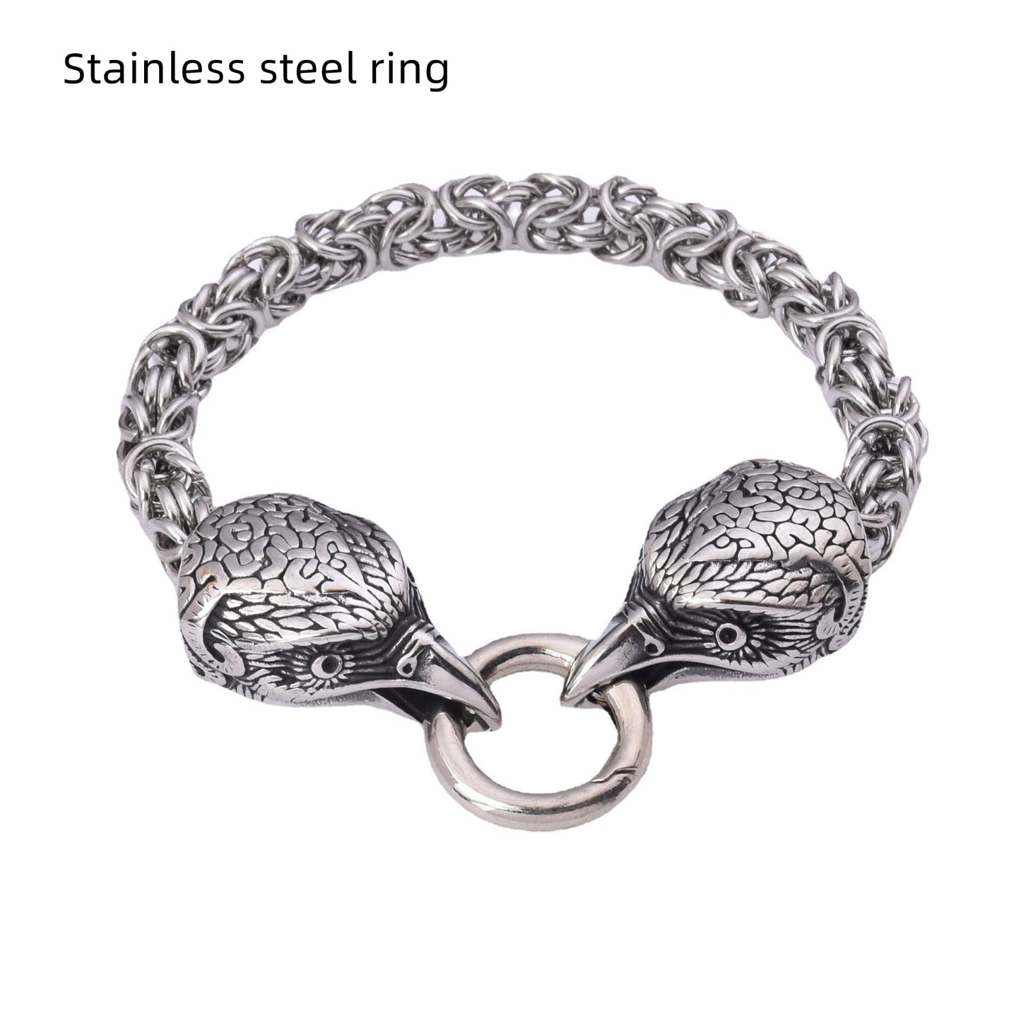 Viking Wolf Head Stainless Steel Men's Bracelet