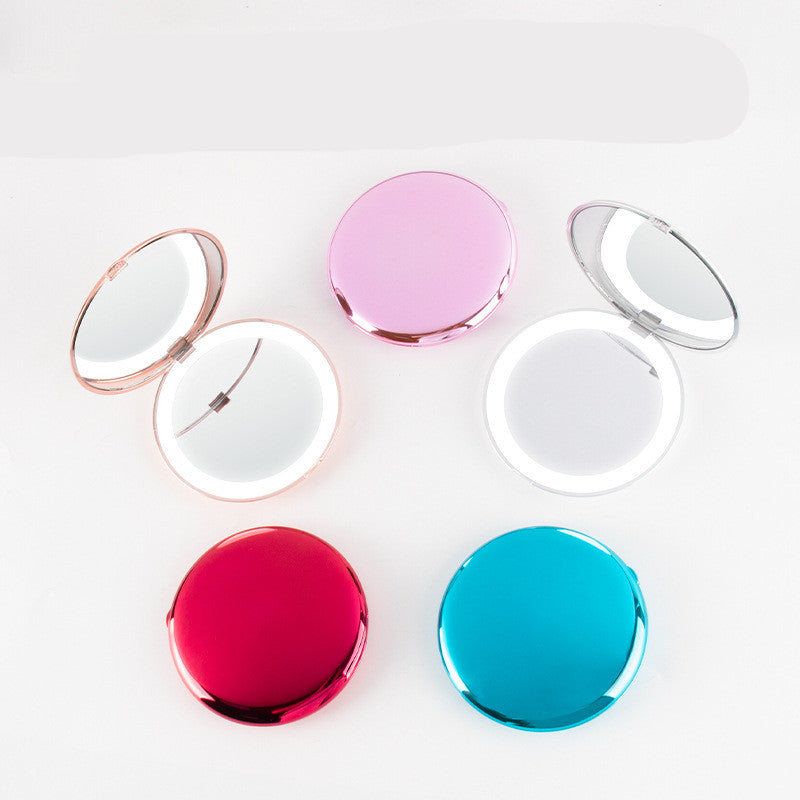 Mini makeup mirror with led light 2X Magnifying USB charging Sensing lighting vanities lighted mirror pocket mirror