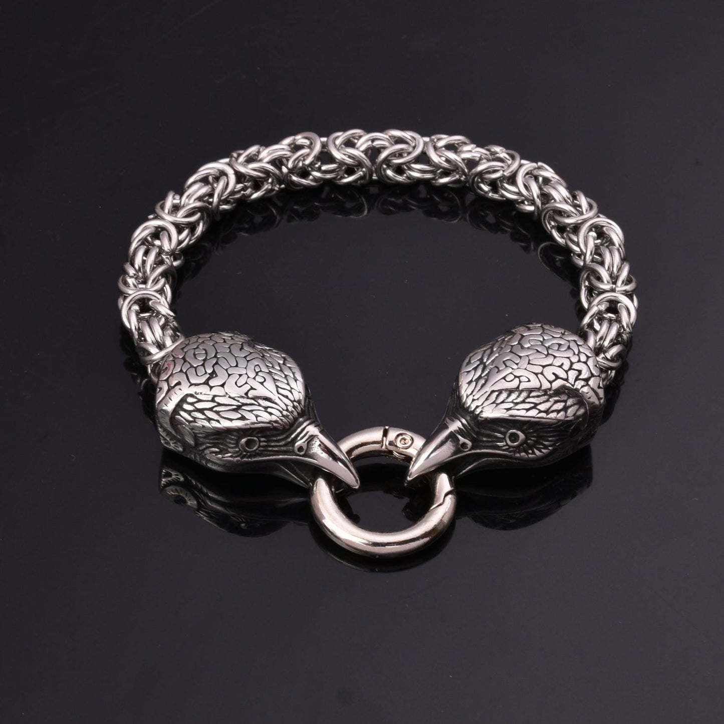 Viking Wolf Head Stainless Steel Men's Bracelet