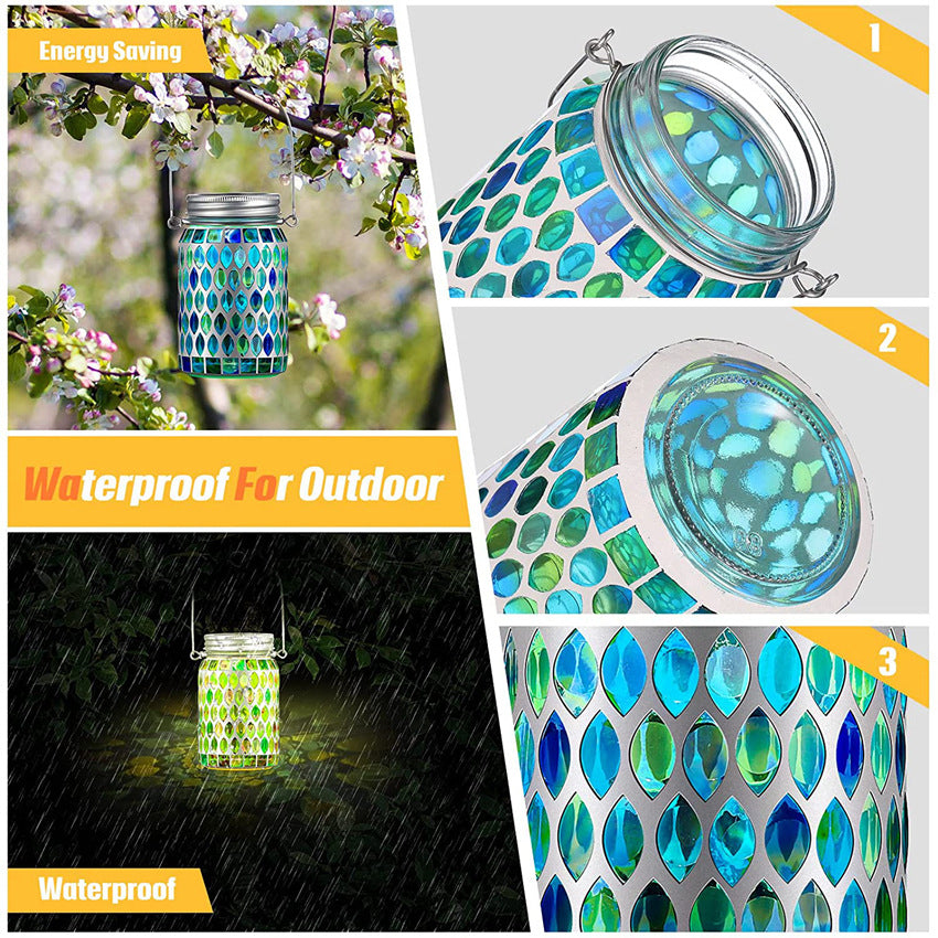 Mosaic Solar Mason Can Lamp Outdoor Waterproof