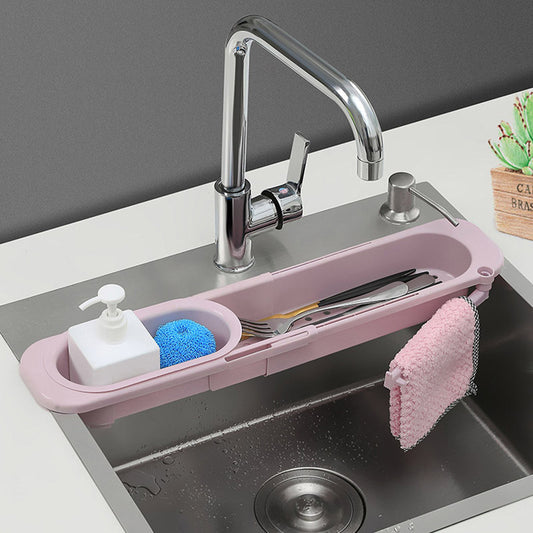 Telescopic Sink Rack Soap Sponge Holder Kitchen Sinks Organizer Adjustable Sinks Drainer Rack Storage Basket Kitchen Accessories