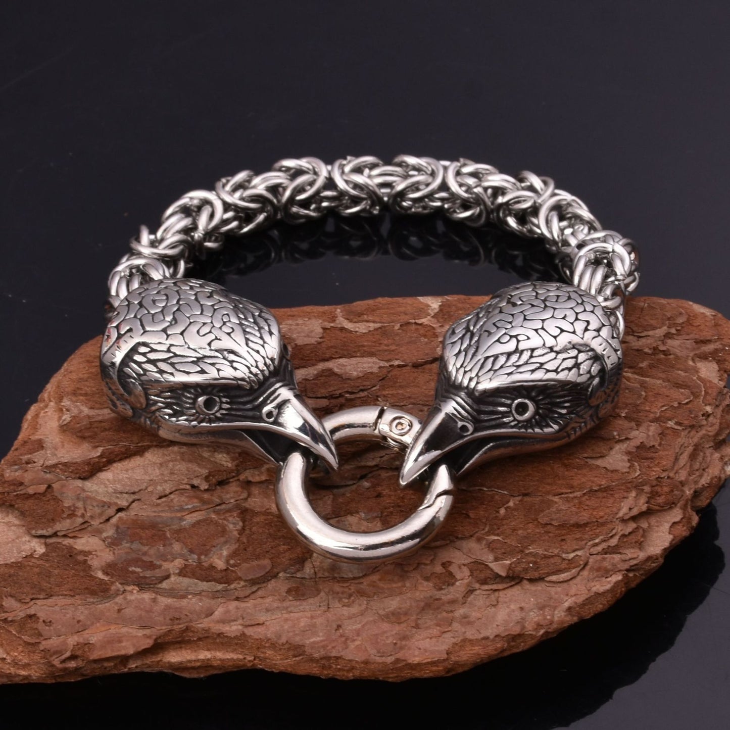 Viking Wolf Head Stainless Steel Men's Bracelet