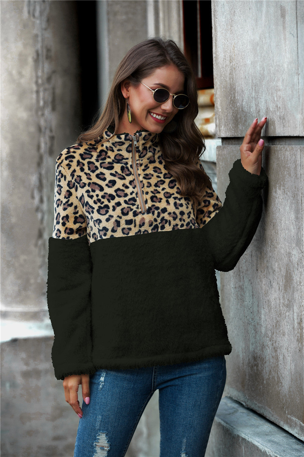 Autumn And Winter New Long-sleeved Sweater Leopard Print