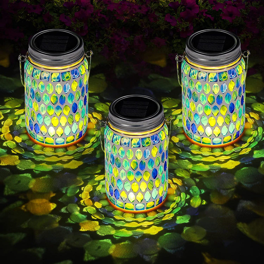 Mosaic Solar Mason Can Lamp Outdoor Waterproof