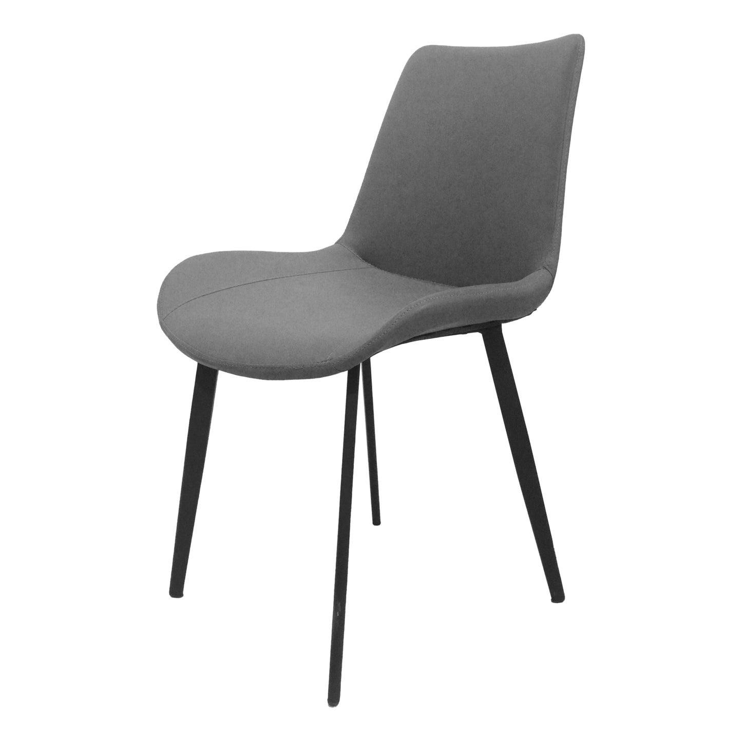 Grey PU Leather Dining Chair with Metal Legs, Modern Upholstered Chair Set of 2 for Kitchen, Restaurant, Living, Meeting Room