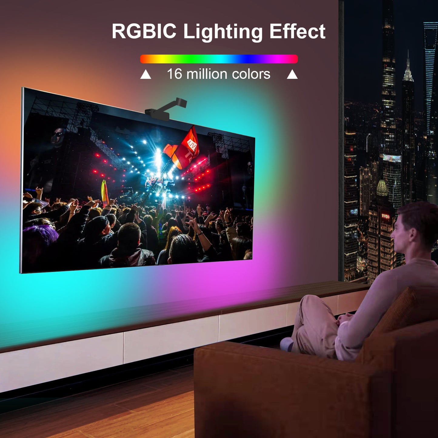 Graffiti App Control Camera 55 Inch 60 Inch 65 Inch TV Background Atmosphere Light Bar Screen Synchronization LED Strip